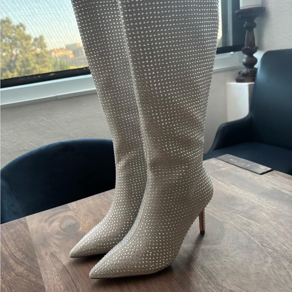 Silver sparkle Knee-High Boots